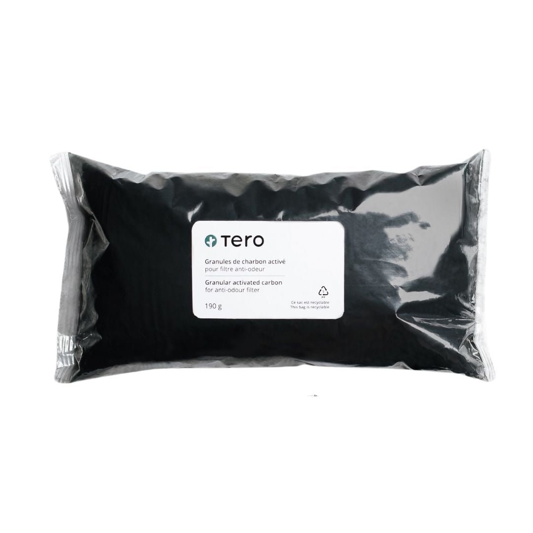 Tero's odor-blocking dust filter and activated charcoal pellet refill kit.