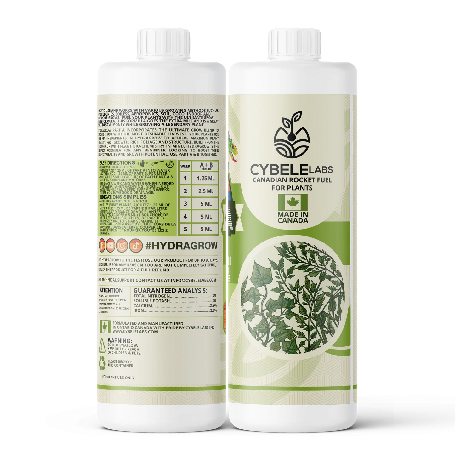 HydraGrow A & B Grow Nutrients (1L / 32oz)